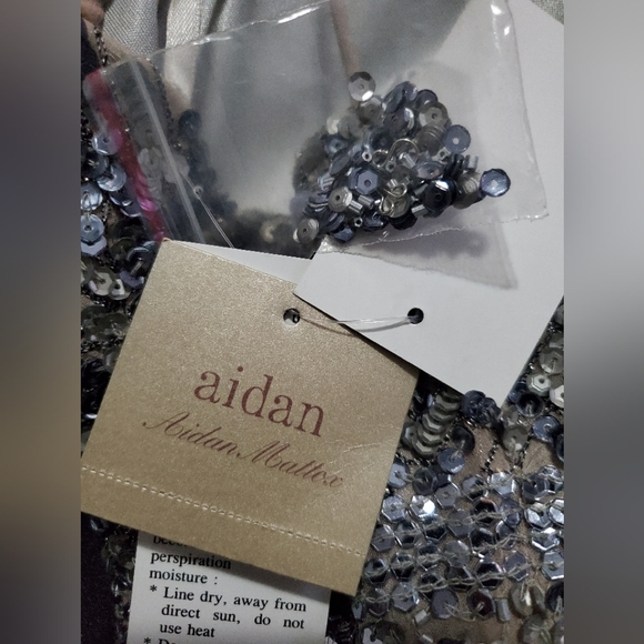 NWT Silver Sequin Embellished Cocktail Dress Size 10 by Aidan Mattox - Picture 13 of 14